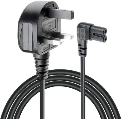 3M 5M Figure Fig Of 8 IEC C7 Mains Power Lead Cable - Right Angled Angle BS1363 • $22.69