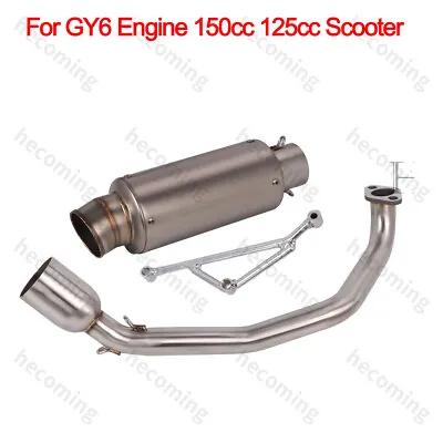 For GY6 Engine 125cc 150cc Scooter Moped ATV Full Exhaust System Mufler Baffle • $79.94