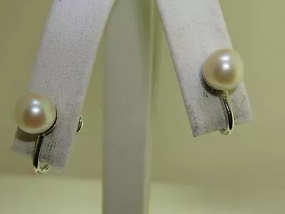 Lovely Vintage 1960's Era Van Dell Sterling & Creamy Freshwater Pearl Earrings! • $34.95