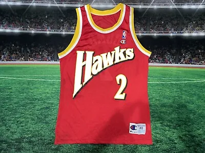 Atlanta Hawks Stacey Augmon #2 Vintage Champion Jersey Sz 40 Preowned • $65