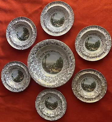 VTG BCM Lord Nelson Ware Turner ‘Crossing The Brook’ Master +6 Bowl Set- England • $60