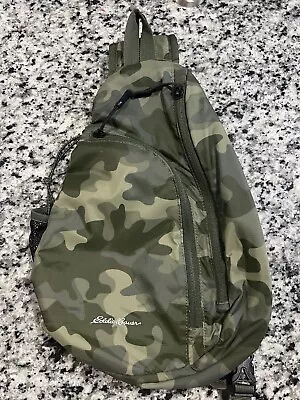 Eddie Bauer Camouflage Lightweight Nylon Sling Crossbody Backpack Bag Hike Camp • $20.99