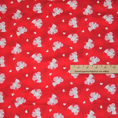 Medical Well Being Big Hugs Tossed Red Mouse Nurse Doctor Fabric 1/2 Yard #9327 • $3.76