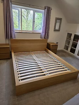 Ikea Malm King Size Bed Frame With 2 X Bedside Cabinets • £77
