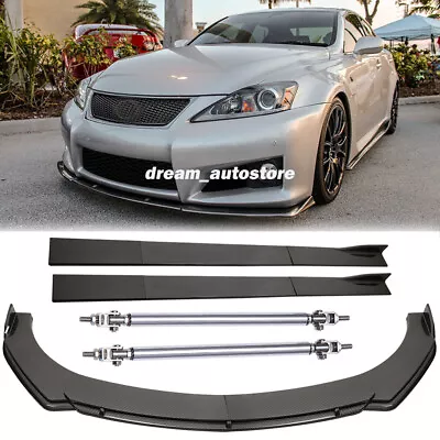 Carbon Front Bumper Lip/ Side Skirt/ Strut Rods For Lexus IS250/350/300 F-Sport • $245.11