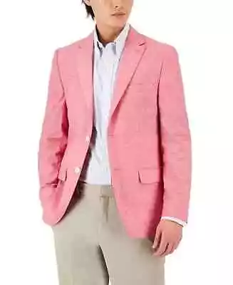 Tommy Hilfiger Mens 44R Modern Fit Rose Red Sport Coat Blazer Cotton • $53.99