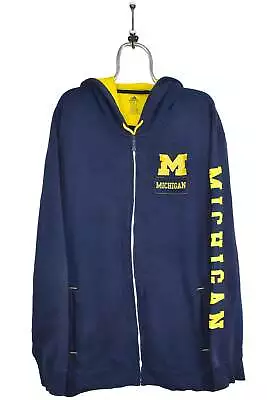 Vintage University Of Michigan Hoodie Blue Embroidered Sweatshirt - AU XL • $50