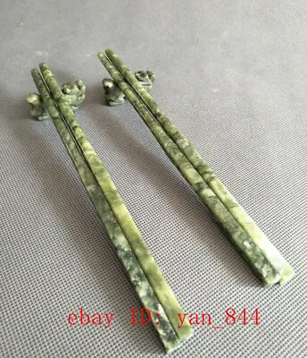 A Pair Exquisite Chinese Jade Handmade Work Chopsticks • $51.38