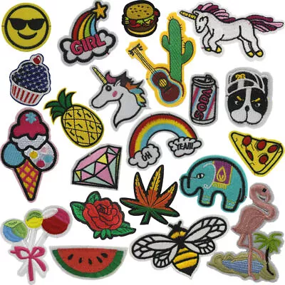 Funky Badges Fabric Iron On Patches Transfers Embroidered Applique Cloth Fashion • £2.99