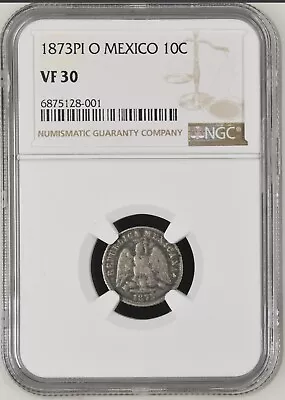 1873 Pi O Mexico 10 Centavos RARE NGC VF30 • $15000