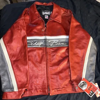 $297 • Buy Genuine “Schott USA” 100% Cowhide Leather Cafe Racer Jacket   W/ TAGS -6XL