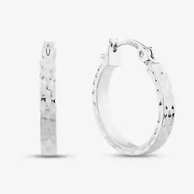 9ct White Gold Diamond Cut Hoop Earrings 5.51.1569 • £130