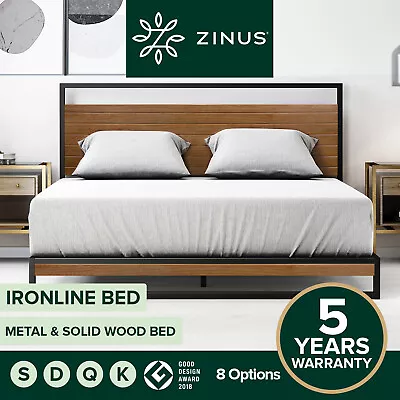 $189 • Buy Metal Bed Frame Queen Single King Double Mattress Base Platform Wooden - Zinus