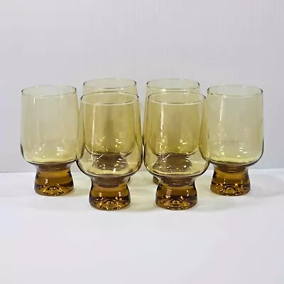 Vintage Crown Corning 'Kaaru Glass' - Regis NZ Glasses - Amber Goblets X 6 • $39.95