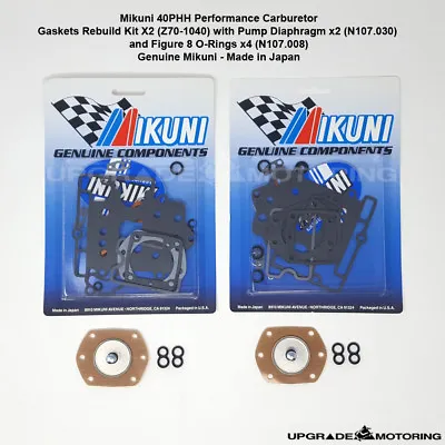 MIKUNI 40PHH CARB GASKETS REBUILD KIT X2 W/PUMP DIAPHRAGM/FIG 8 ORING- 510 Solex • $139.95