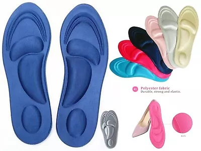 Unisex 4D Memory Foam Orthopaedic Shoe Insoles Pads Comfort Foot Feet Heel NEW • £3.25