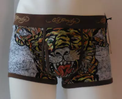 Ed Hardy Tiger Collage Cotton Stretch Trunks Men Brown Small • $14.36