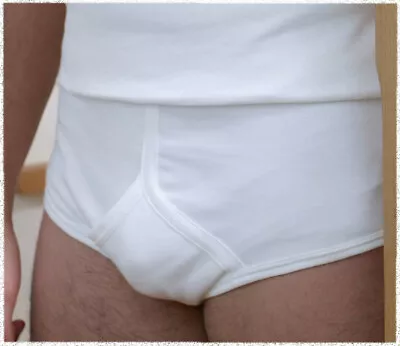 Traditional White Mens Basics Underwear. Combed Cotton Briefs Y-Fronts • £11.29