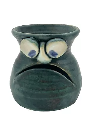 Ugly Funny Face Pottery Handmade Unique Stoneware Planter Votive Egg Strainer 3” • $15.99