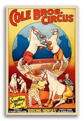 1940s Cole Bros Circus - Boxing Horses - Vintage Style Poster - 24x36 • $42.07