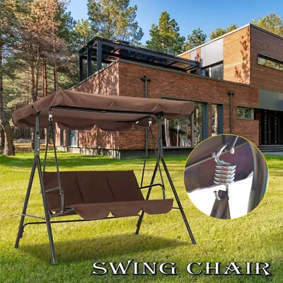 Outdoor Patio Swing Chair Patio With Canopy Hammock Bench Steel 3-Person Seat • $82.54