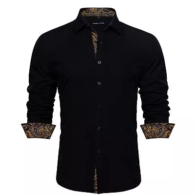 Mens Dress Silk Shirt Long Sleeve Red Paisley Casual Button Down Shirts S-4XL • $18.17