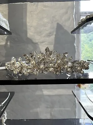 Liza Design Tiara Silver Diamanté And Ivory Pearl RRP £99 BMWT Boxed • £49.50