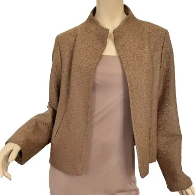 $29.99 • Buy Annette Gortz Jacket Open Front Brown Boucle Wool Blend Womens Size 8 38