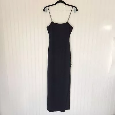 ADIKA Black Side Slit Bodysuit Maxi Dress Size Small • $45