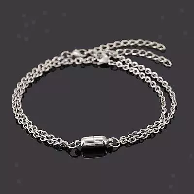 1 Pair Lovers Bracelets Men Women Minimalist Stainless Steel Magnet Gift • £3.88