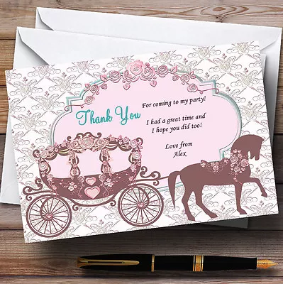 Horse And Carriage Chic Princess Personalised Birthday Party Thank You Cards • £80.96