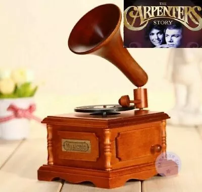 WOOD PHONOGRAPH WIND UP MUSIC BOX : ♫  Close To You @ Carpenters  ♫ • $74.97