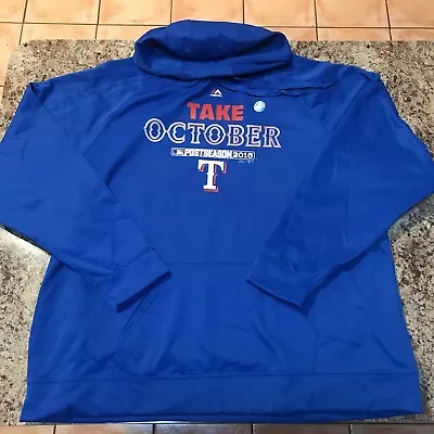 Majestic Texas Rangers Hoodie Sweatshirt 2015 Postseason Take October 3XL Blue • $23.99