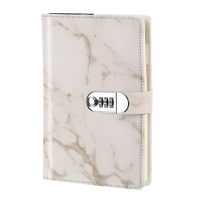 A5 Diary With Lock 1pcs Journal With Lock Cute Journaling Leather Marble Beige • $31.94