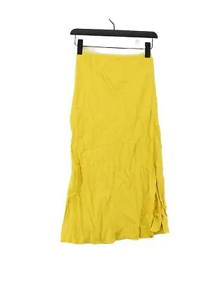 Zara Women's Midi Skirt S Yellow 100% Viscose Midi Straight & Pencil • £9.40