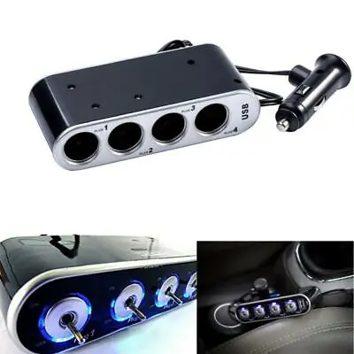 4 Way Multi Socket Car Cigarette Lighter Splitter USB Charger Adapter DC 12/24V • $18.04