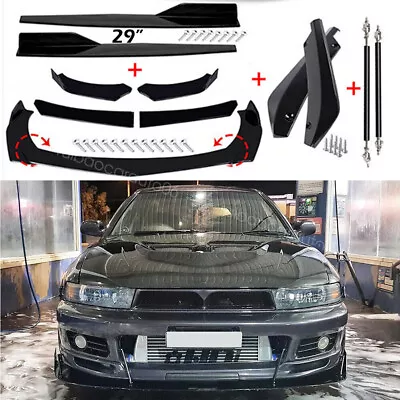 Front Bumper Lip Splitter Spoiler Kit+Rods+Side Skirts For Mitsubishi Galant GT • $66.49