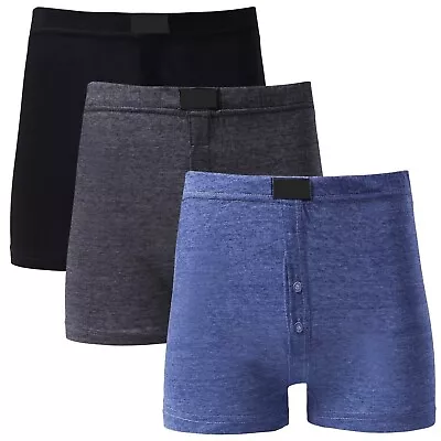 3-6 Pairs Men's Cotton Boxer Shorts Underwear Trunks Plain Breathable Sets • £7.49