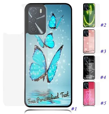 Personalised Text Glass Back Case For OPPO A52S A16 AX5s AX7 A53 A54 A94 A74 A76 • $14.98