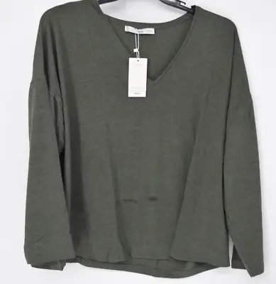 Mango MNG Light Sweater Long Sleeve V-neck - Green - Size XL NEW W/ TAGS • $11.02