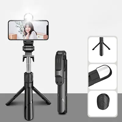 Telescopic Bluetooth Selfie Stick Tripod Monopod Phone Holder Fit Samsung IPhone • £6.29