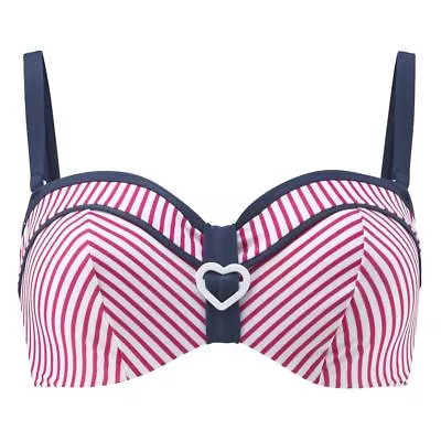 Panache Cleo Swimwear Lucille Bandeau Bikini Top Strawberry/White CW0063 • £7.95