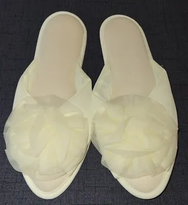 Vintage Lorraine Slippers Scuffs Pale Yellow Size Small 5 - 5.5 • $15.95