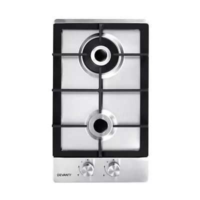 Devanti Gas Cooktop 30cm Gas Stove Cooker 2 Burner Cook Top Konbs NG LPG Steel • $146