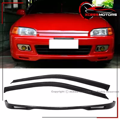 For 92-95 Honda Civic EG 2Dr Hatchback WW PU Front Bumper Lip + Sun Window Visor • $85.99