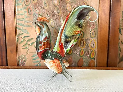 Vintage Murano Italy Rooster Venetian Art Glass Sculpture - 10.5  H. • $150