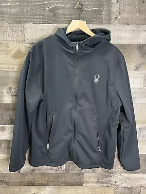 Spyder Transform Mens XL Black Softshell Hooded Jacket Used With Minor Pilling • $30