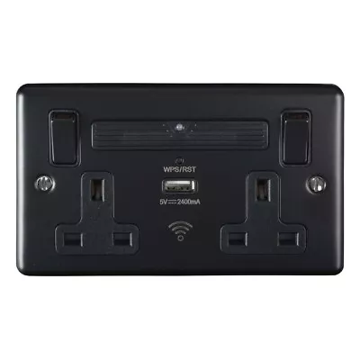 £14.99 • Buy Twin Switched Socket With Wifi Extender & USB Charger - All Finishes Available