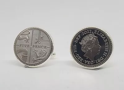 Cufflinks Royal Remembrance Queen Elizabeth II Platinum Jubilee Proof 5p Coins • $74.66