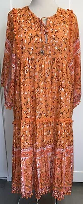 NEW U COLLECTION Orange Floral Boho Maxi Dress Size 18 BNWT • $29